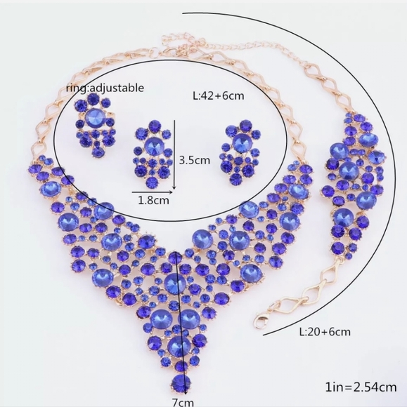 18K gold plated multi color rainbow crystal Necklace earrings set - Picture 10 of 15